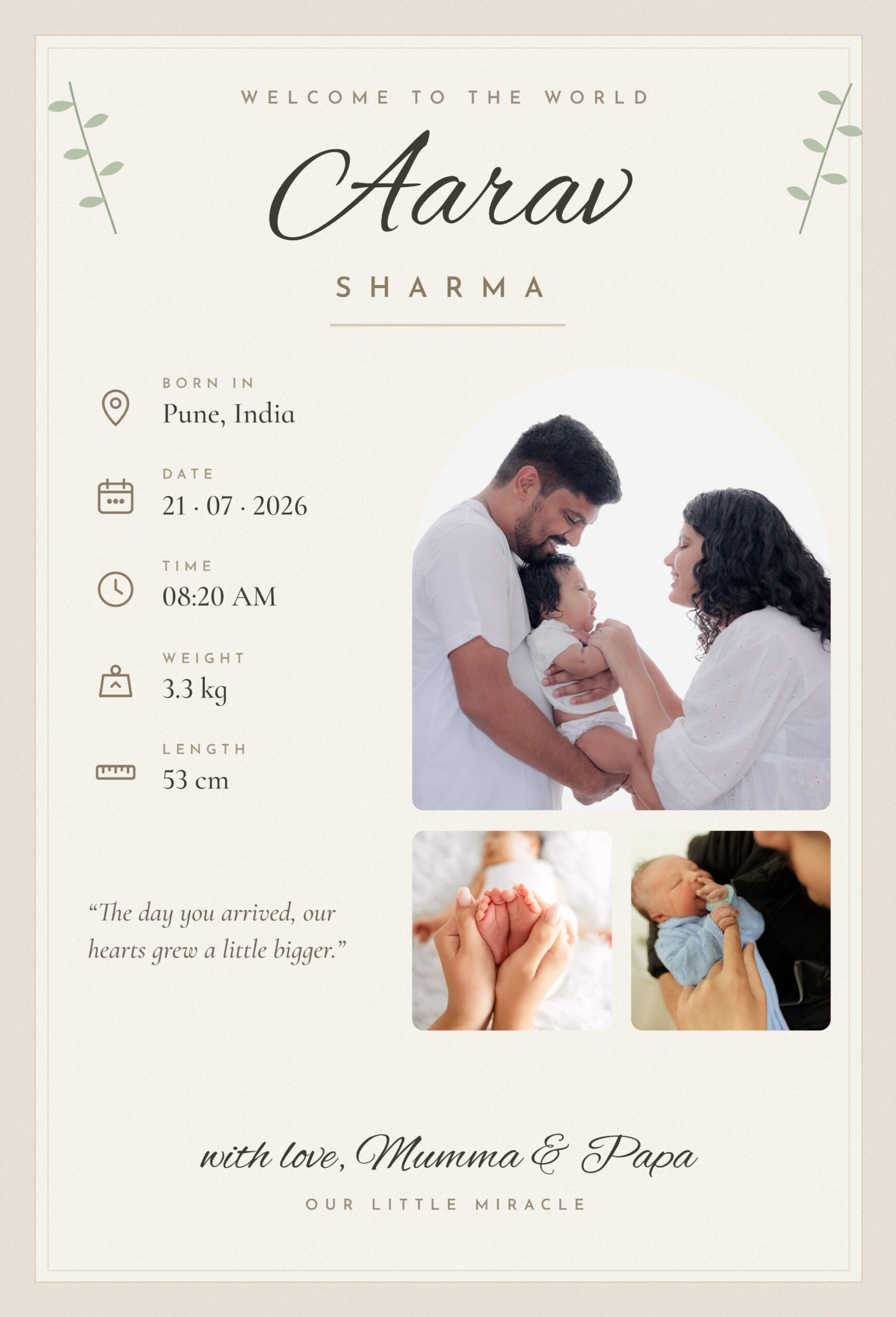 Hello, Little One personalised photo canvas
